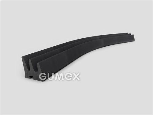 Geformtes Gummiprofil, 9,8x11,1mm, 2-Ströme, 60°ShA, EPDM, -40°C/+100°C, schwarz, 